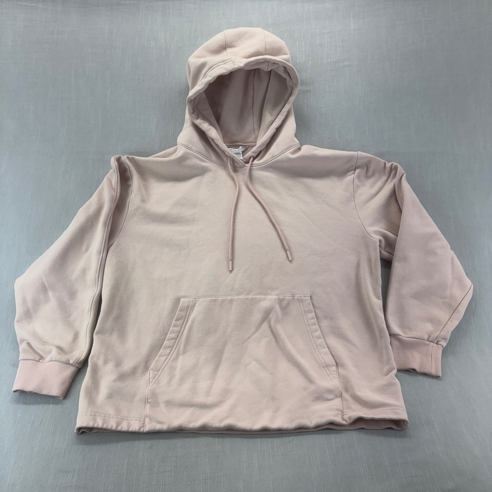 Athleta Hoodie Sweatshirt Womens Large Pullover Pink Kangaroo Pocket Cozy
